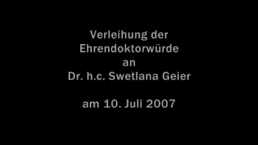 thumbnail of medium Verleihung der Ehrendoktorwürde an Dostoevskij-Übersetzerin Swetlana Geier am 10. Juli 2007